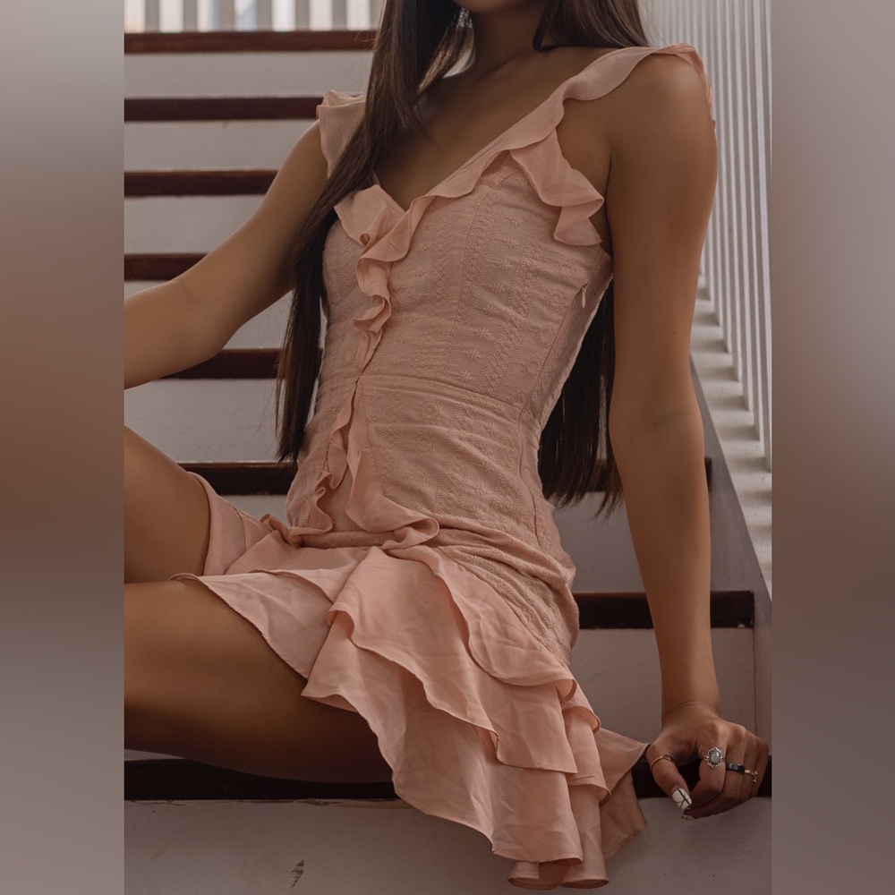 GB pink dress with ruffles, size XS